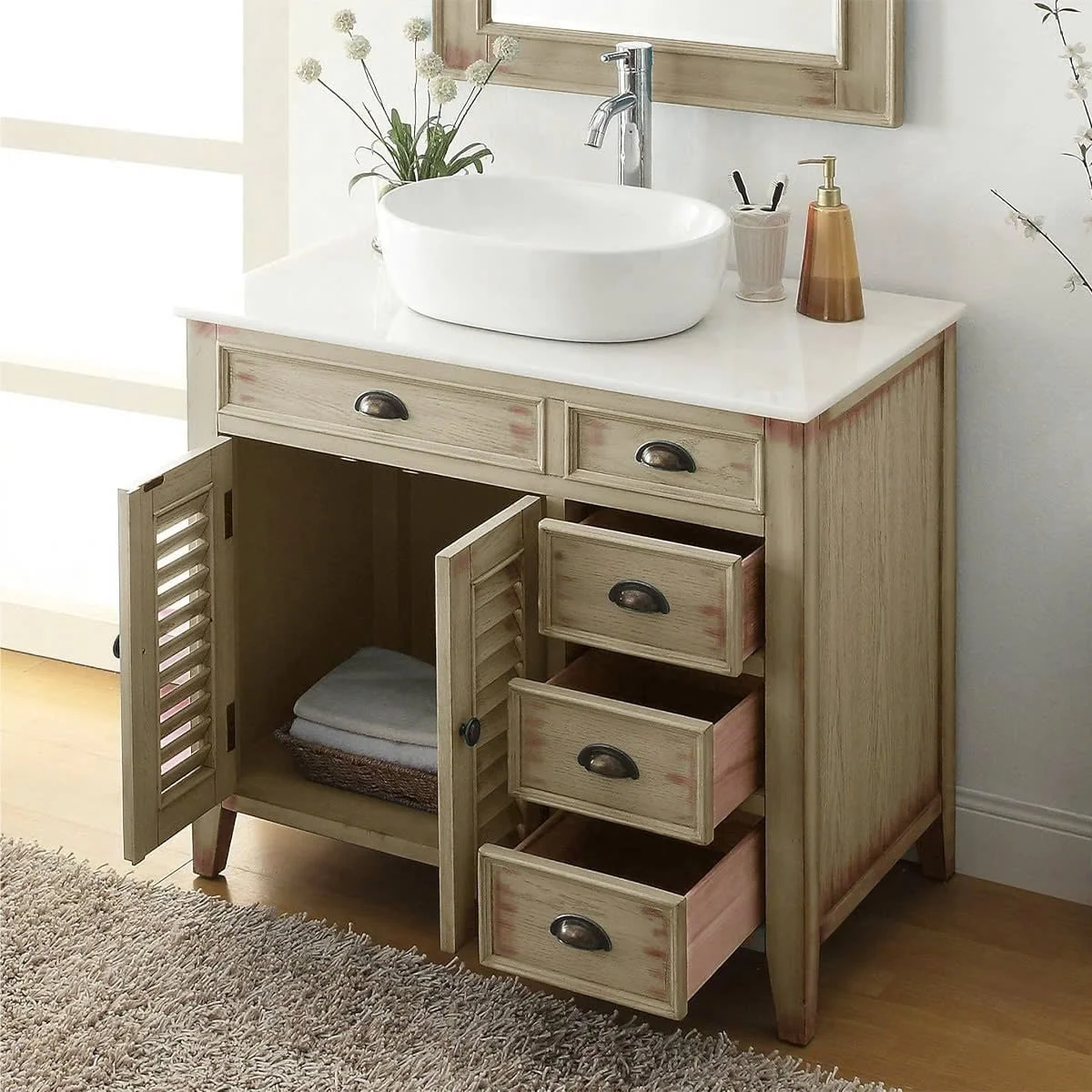 TỦ LAVABO PALM BEACH 36 INCH MÀU BE 4