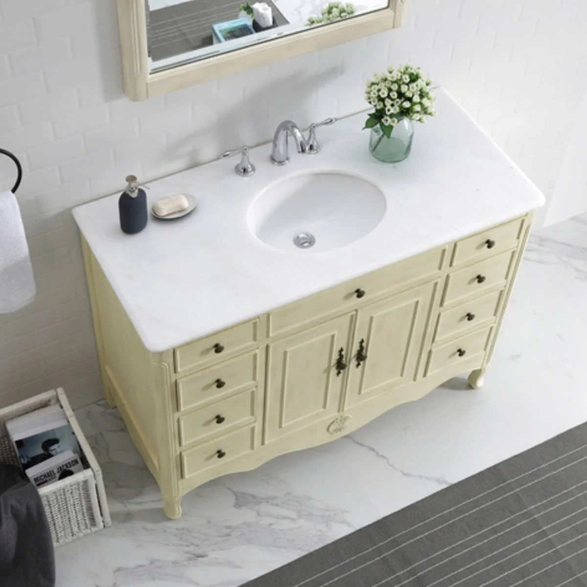 TỦ LAVABO PROVENCE 47 INCH MÀU BE 4