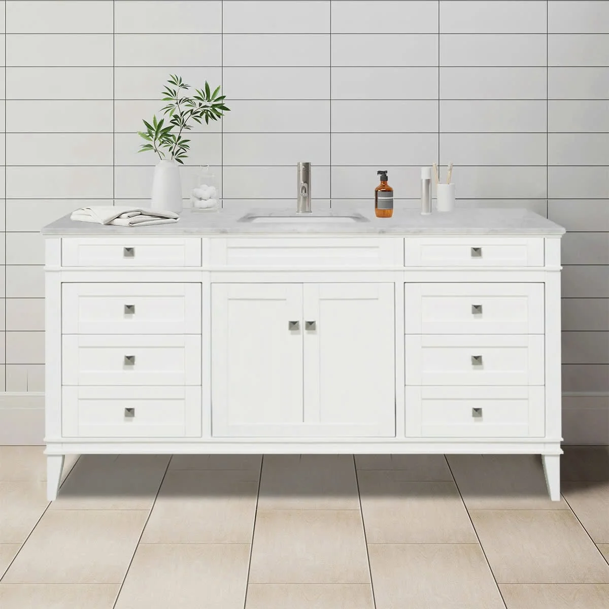 TỦ LAVABO RIVOLI 60 INCH MÀU TRẮNG 1 BỒN 2