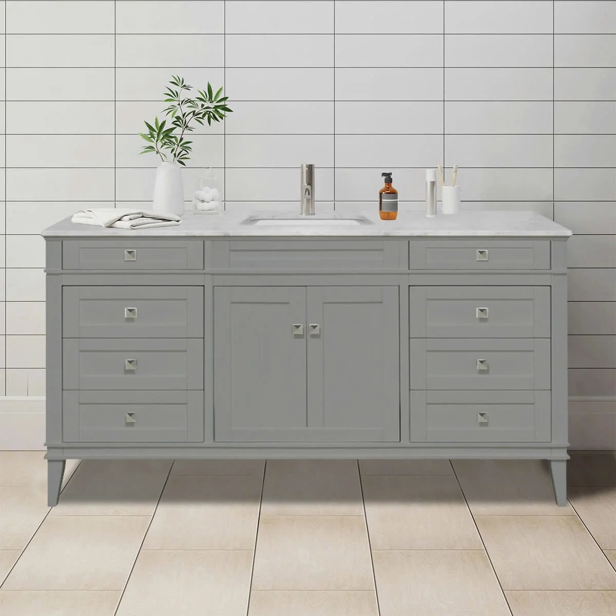 TỦ LAVABO RIVOLI 60 INCH MÀU XÁM 1 BỒN 2