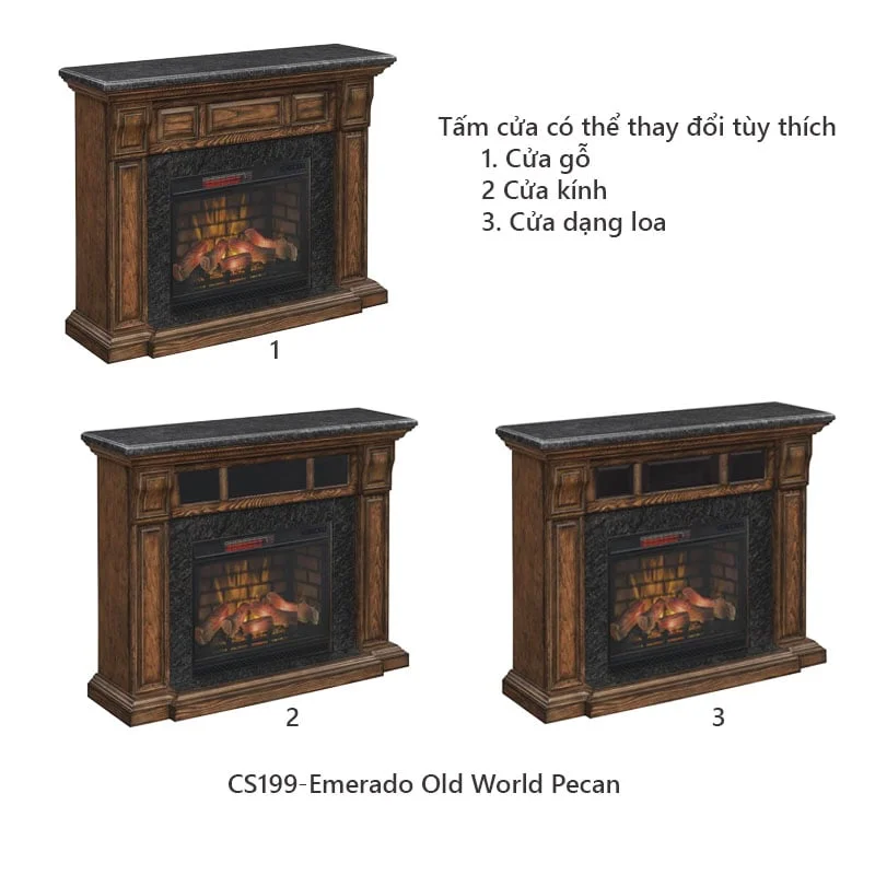 TỦ LÒ SƯỞI ĐIỆN EMERADO OLD WORLD PECAN ECLECTRIC FIREPLACE (ĐIỆN 110V) 3