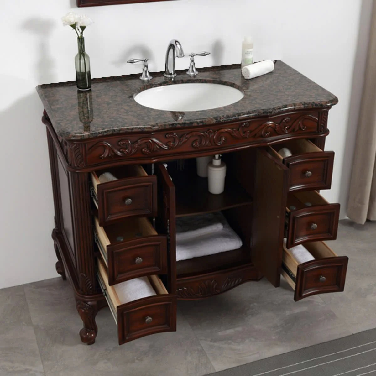 TỦ LAVABO BUCKINGHAM 42 INCH MÀU NÂU 5