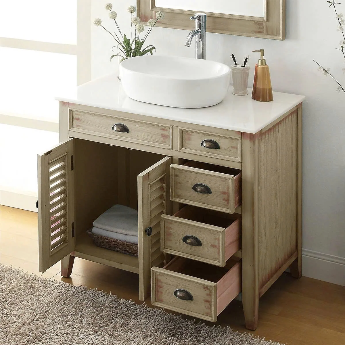 TỦ LAVABO PALM BEACH 36 INCH MÀU BE 4