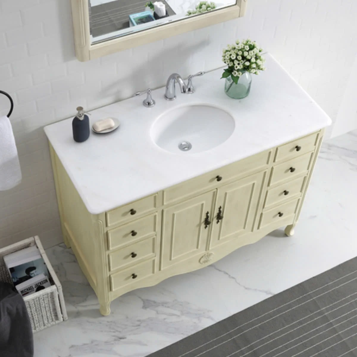 TỦ LAVABO PROVENCE 47 INCH MÀU BE 4