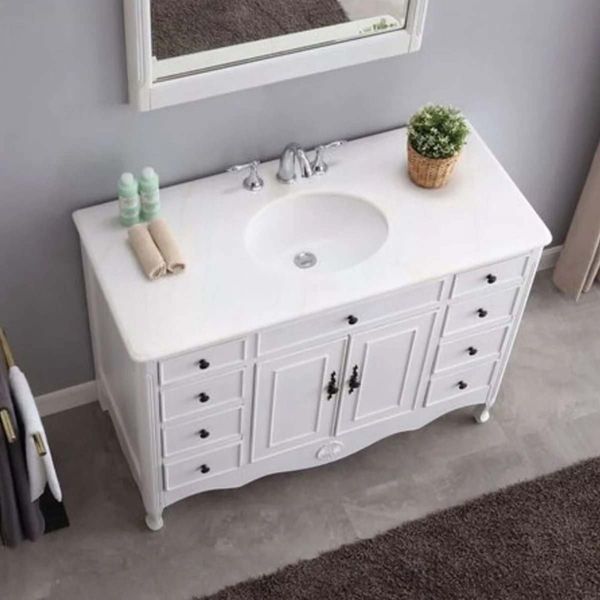 TỦ LAVABO PROVENCE 47 INCH MÀU TRẮNG 2