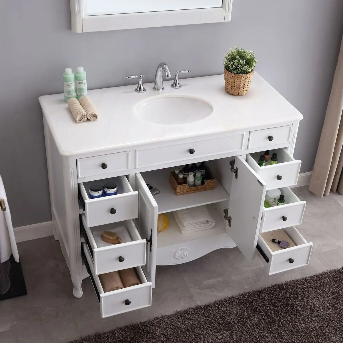 TỦ LAVABO PROVENCE 47 INCH MÀU TRẮNG 5