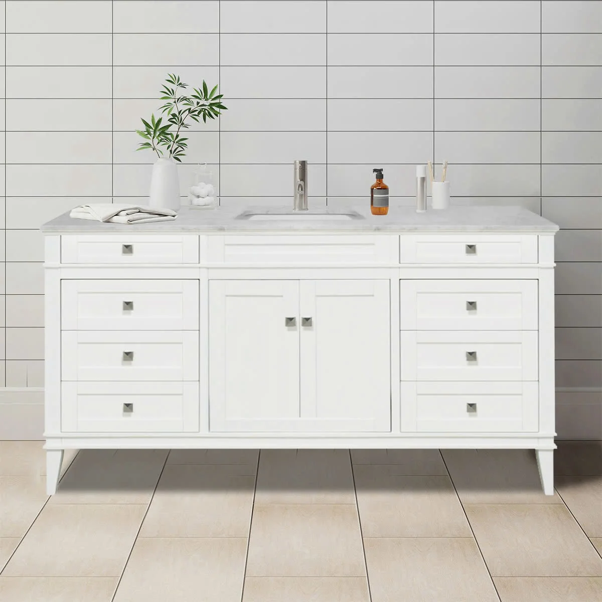 TỦ LAVABO RIVOLI 60 INCH MÀU TRẮNG 1 BỒN 2