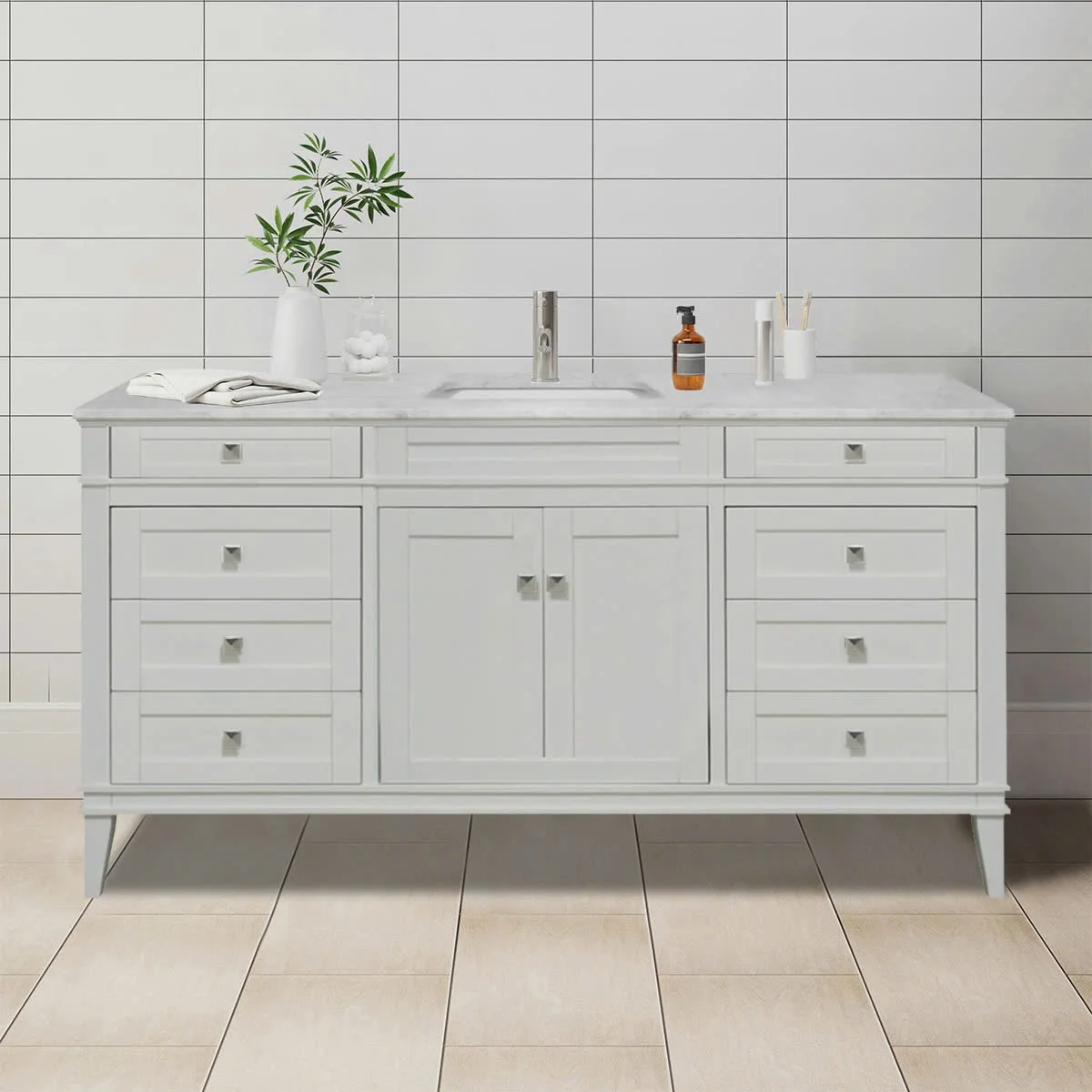 TỦ LAVABO RIVOLI 60 INCH MÀU XÁM NHẠT 1 BỒN 2